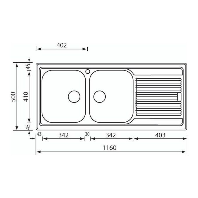 CM Lavello IX Zenith Plus 3'' 116X50 2 vasche a sinistra