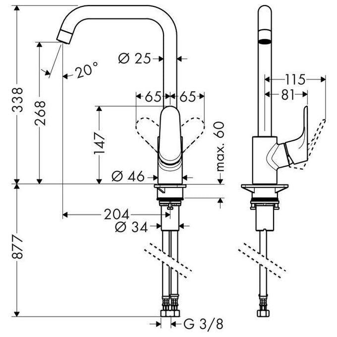 Hansgrohe Focus 31820 Miscelatore Lavello 260 Cromo