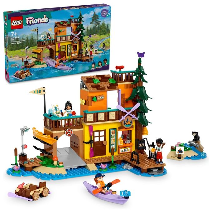 LEGO Friends 42626 Campo Avventura Sport Acquatici Giochi di Ruolo Educativi per Bambine e Bambini da 7 Anni con Molo e Campeggio Giocattolo da Costruire Accessori e 3 Personaggi Idea Regalo