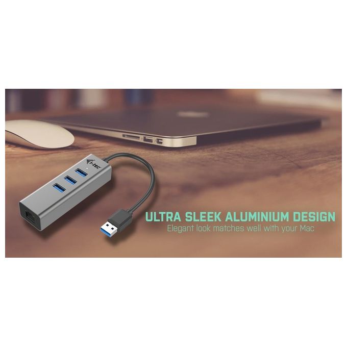 I-Tec Metal U3METALG3HUB Hub di Interfaccia Usb 3.2 Gen 1 Type-A 5000Mbit-s Grigio