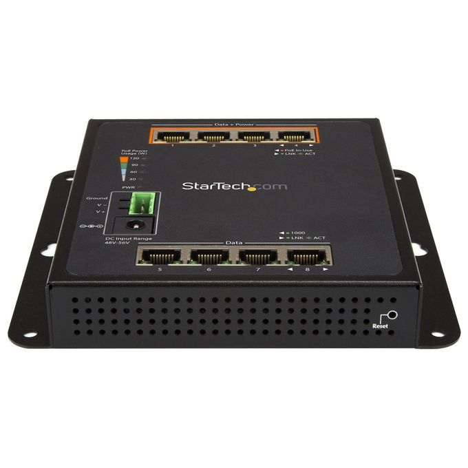 Startech Switch Ethernet Gigabit a 8 porte 4 PoE+ Gestito Montabile a Parete con Accesso Frontale