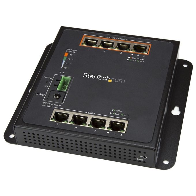 Startech Switch Ethernet Gigabit a 8 porte 4 PoE+ Gestito Montabile a Parete con Accesso Frontale