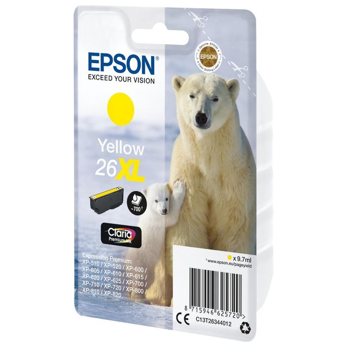 Epson 26XL 9.7 ml misura XL giallo originale blister cartuccia dinchiostro per Expression Premium XP-510, 520, 600, 605, 610, 615, 620, 625, 700, 710, 720, 800, 810, 820