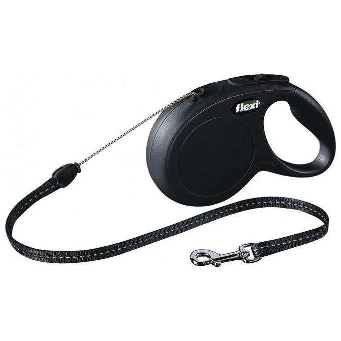 Flexi Guinzaglio avvolgibile a corda New Classic S - Lunghezza 8 m-12 Kg Nero