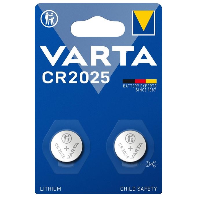 Varta Cr2025 Batterie a Bottone al Litio da 3V 2 Pezzi