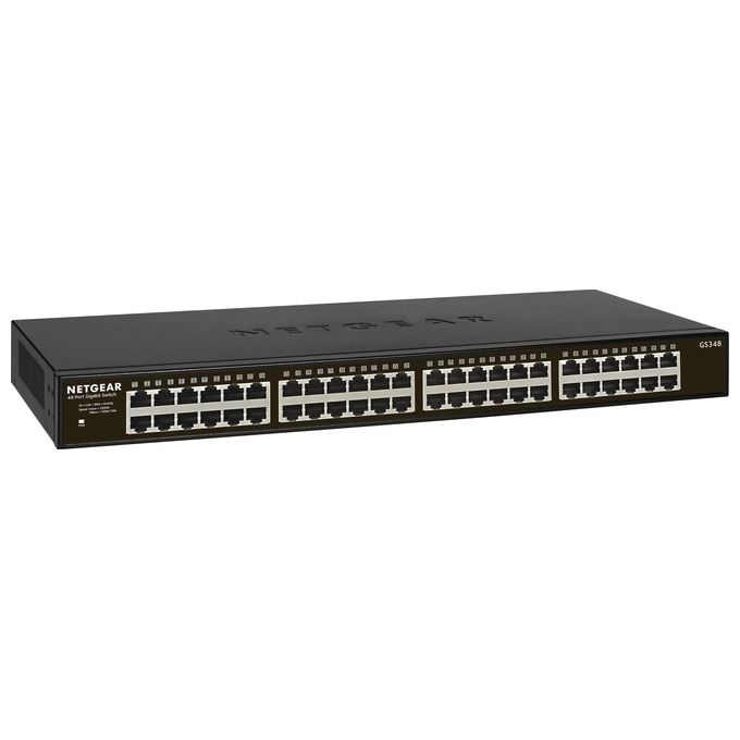 Netgear GS348-100EUS Switch Unmanaged, 48 Porte Gigabit, Rackmount, Grigio