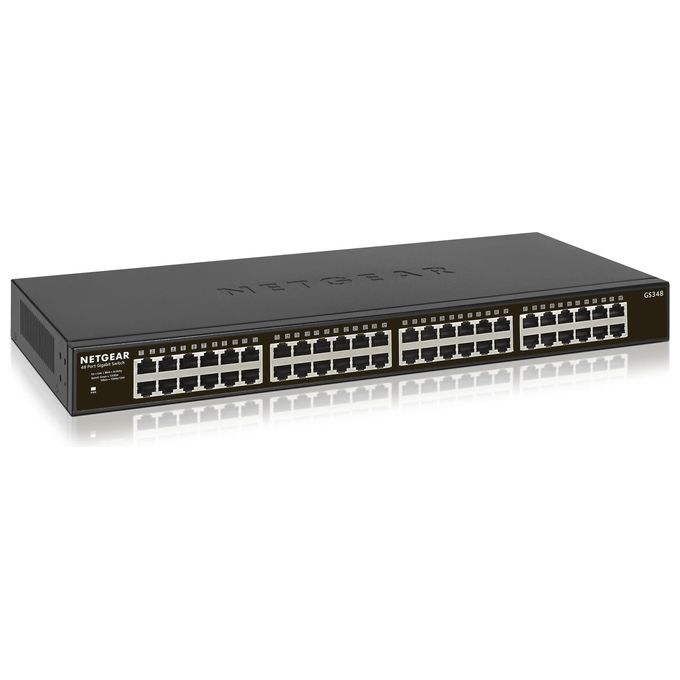 Netgear GS348-100EUS Switch Unmanaged, 48 Porte Gigabit, Rackmount, Grigio