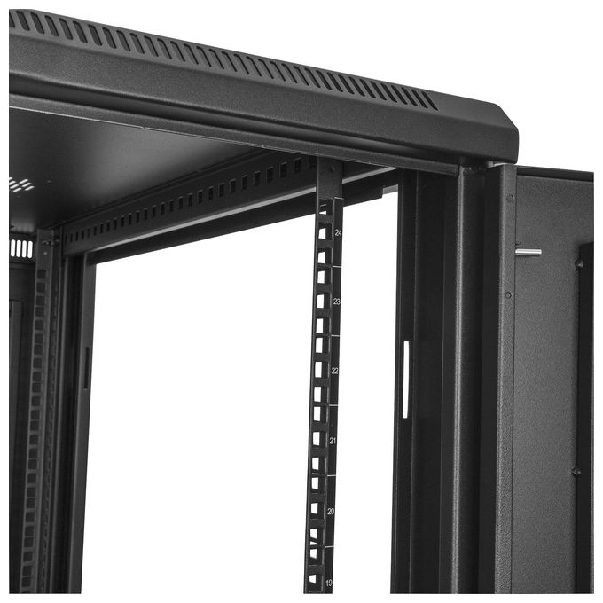 StarTech.com RK2433BKM Armadio Rack 24U su Ruote a 4 Montanti con Profondita' di Montaggio Regolabile fino a 76,2 cm Capacita' 450 Kg colore Nero