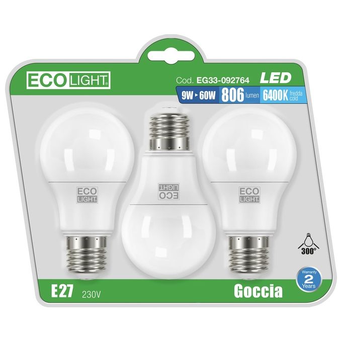 Lampadina Ecolight Led E27 Sf.9W F.3Pz