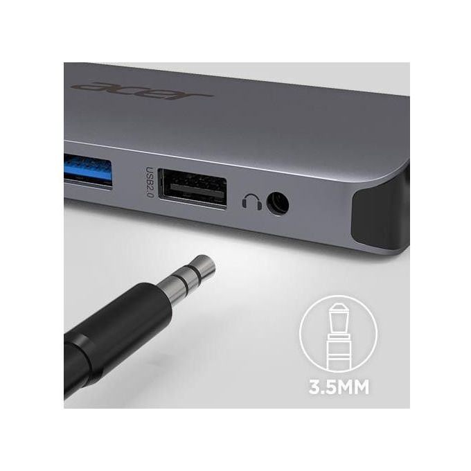 ACER Mini Dock 12 in 1 Replicatore di Porte e Docking Station per Notebook Cablato Usb 3.2 Gen 1 Type-C Argento