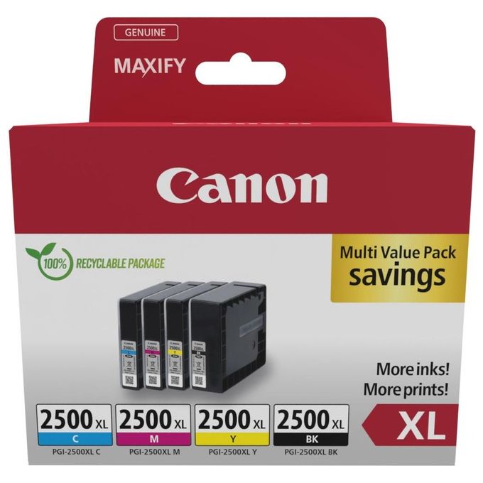 Canon PGI-2500 XL BK-C-M-Y Cartuccia D'inchiostro Confezione Multipla