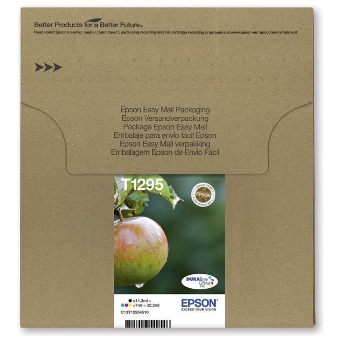 Epson Multipack T129 EasyMail Confezione da 4 taglia L nero, giallo, cyan, magenta originale blister cartuccia inchiostro per Stylus SX230, SX235, SX430, SX438, WorkForce WF-3010, 3520, 3530, 3540, 7015, 7515, 7525