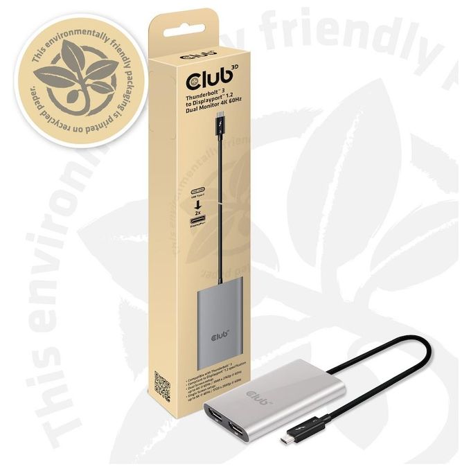 Club3d Adattatore type c tb3 to 2x Displyport p 4k 60hz