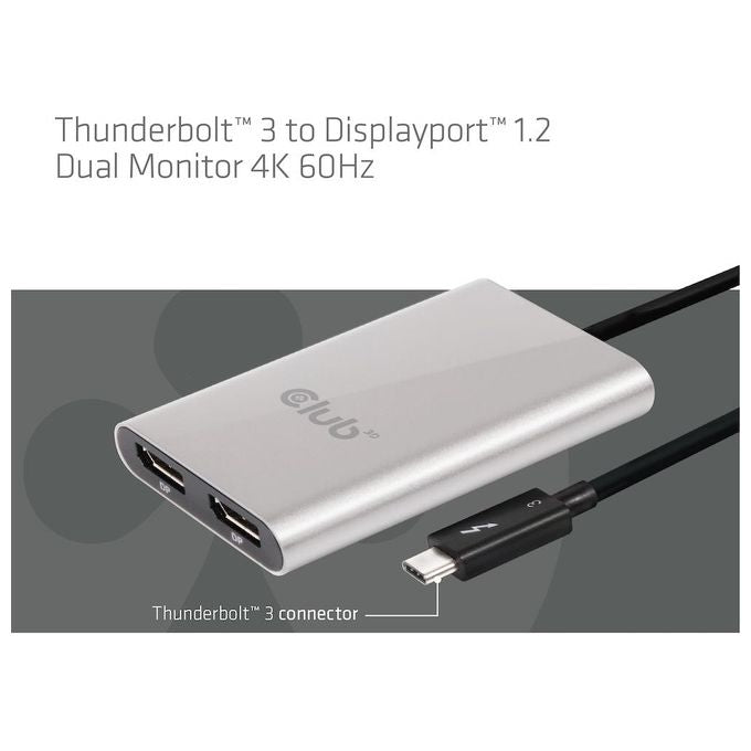 Club3d Adattatore type c tb3 to 2x Displyport p 4k 60hz