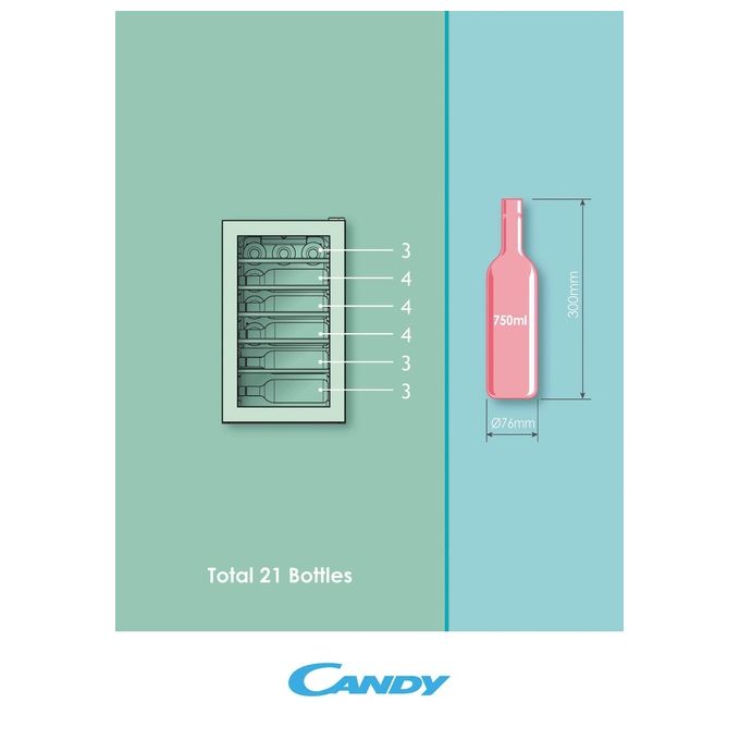 Candy CWC 021 M-NF Cantina vini a libera installazione cm. 40 - 21 bottiglie nero