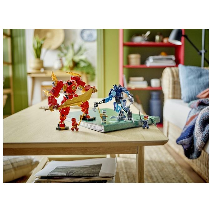 LEGO NINJAGO 71808 Mech Elemento Fuoco di Kai, Giochi per Bambini di 7+ Anni con 2 Action Figure da Costruire e 4 Minifigure