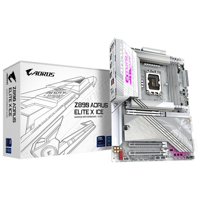 GIGABYTE Scheda madre Z890 AORUS ELITE X ICE - Supporta CPU Intel Core Ultra (Serie 2) 1612 fasi VRM fino a 9500MHz DDR5 (OC) 1xPCIe 5.0  4xPCIe 4.0 Wi-Fi 7 LAN 2.5GbE Thunderbolt 4