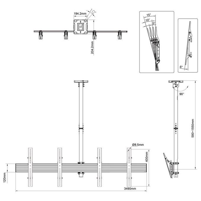 Itb MB3460 Supporto per Display Espositivi 65'' Nero