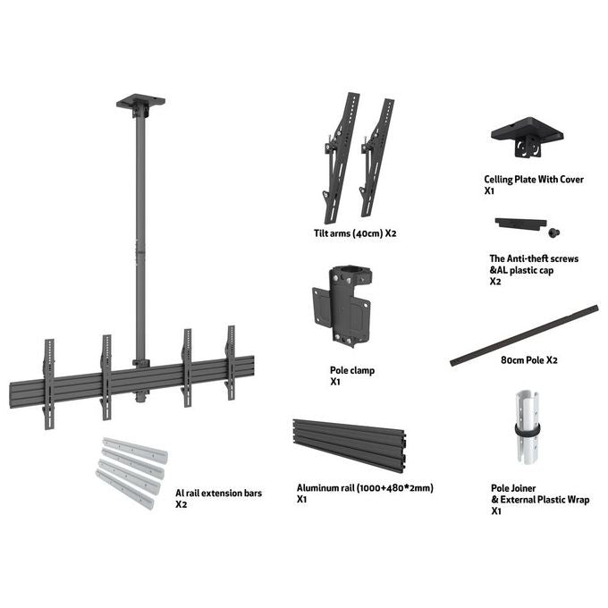 Itb MB3460 Supporto per Display Espositivi 65'' Nero
