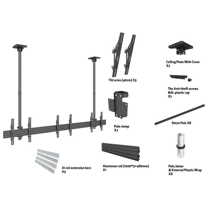 Nilox Mb3477 Supporto per Display Espositivi 65'' Nero