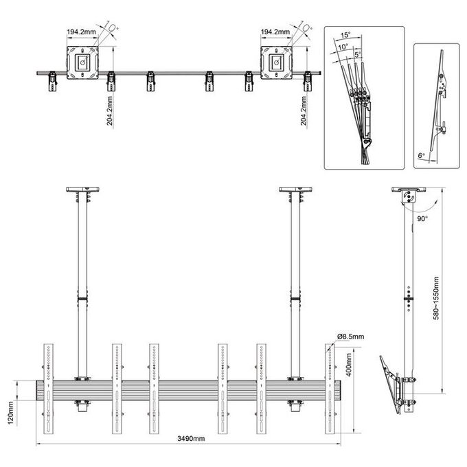 Nilox Mb3477 Supporto per Display Espositivi 65'' Nero