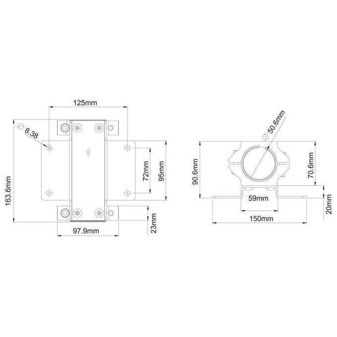 Multibrackets 3668 Hardware Connettore Longarine-Palo