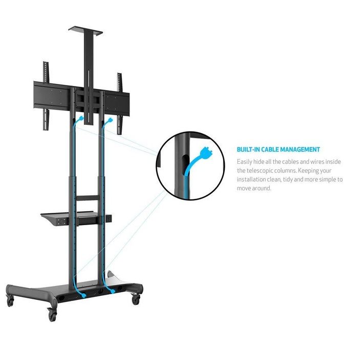 ITB MB4627 Banco a Rotelle per Monitor Portatili a Schermo Piatto Nero