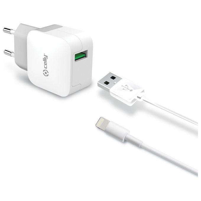 Celly TCUSBLIGHT Kit Caricabatterie 12W e cavo Usb - Lightning