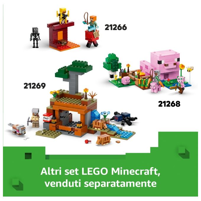 LEGO Minecraft Pattuglia nel Deserto della Bestia Gioco di Ruolo per Bambini e Bambine da 7 Anni in su con 4 Personaggi del Videogioco Funzione Spara Missili Armi Giocattolo e Tesoro 21267