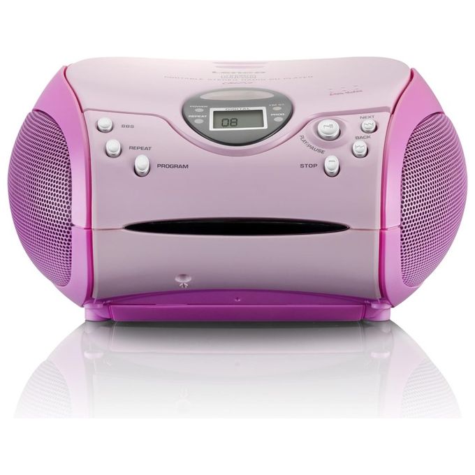 Lenco SCD-24 Stereo Boombox Radio FM Cd-Player Rosa