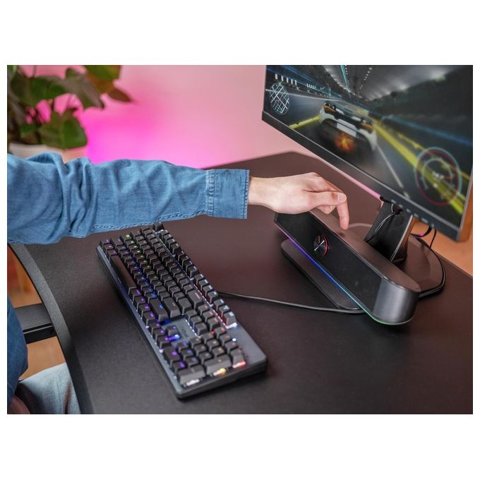 Trust  Gaming GXT 619 Thorne Soundbar PC Illuminata RGB, 12W, Casse PC, Stereo Speaker con Illuminazione Regolabile, Alimentazione USB, Jack AUX 3.5 mm, per Computer, Laptop, TV - Nero