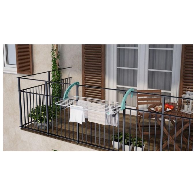 Colombo ST188 Balcony Stendibiancheria da Balcone Ripiegabile 10 m Alluminio Antiruggine Bracci Regolabili