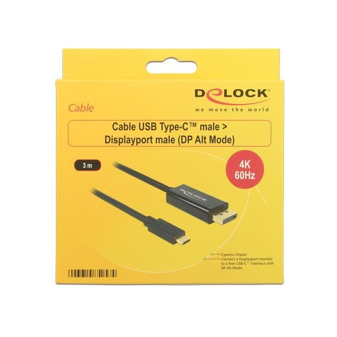 DeLOCK Adattatore Video 3mt USB tipo-C DisplayPort Nero