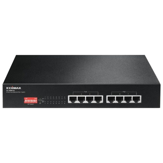 Edimax ES-1008P V2 Switch di Rete Fast Ethernet 10-100 Nero Supporto Power Over Ethernet