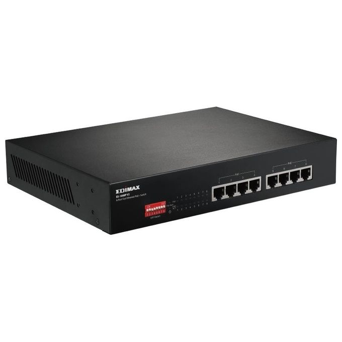 Edimax ES-1008P V2 Switch di Rete Fast Ethernet 10-100 Nero Supporto Power Over Ethernet