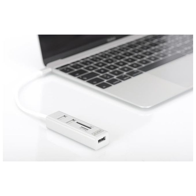 Digitus hub otg 3 porte tipo ''c'' usb 2.0 con lettore di schede