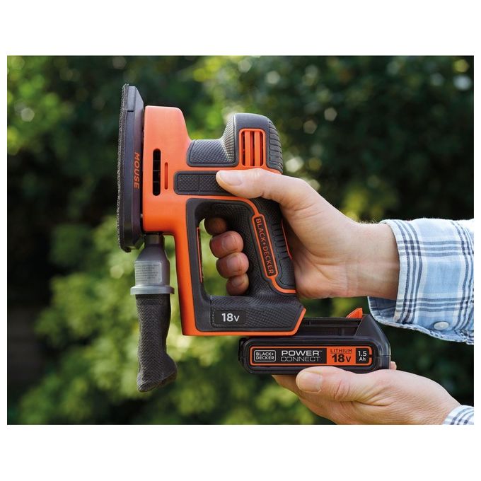 Black+Decker Levigatrice Mouse per Dettagli Alimentazione Batteria Litio 18v 1,5 ah con Accessori