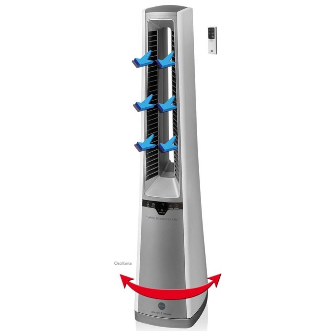 Macom Ventilatore senza Pale Turbo Bladeless Fan 996 con Fresh Ion Technology Bianco e Argento Compatto e Silenzioso