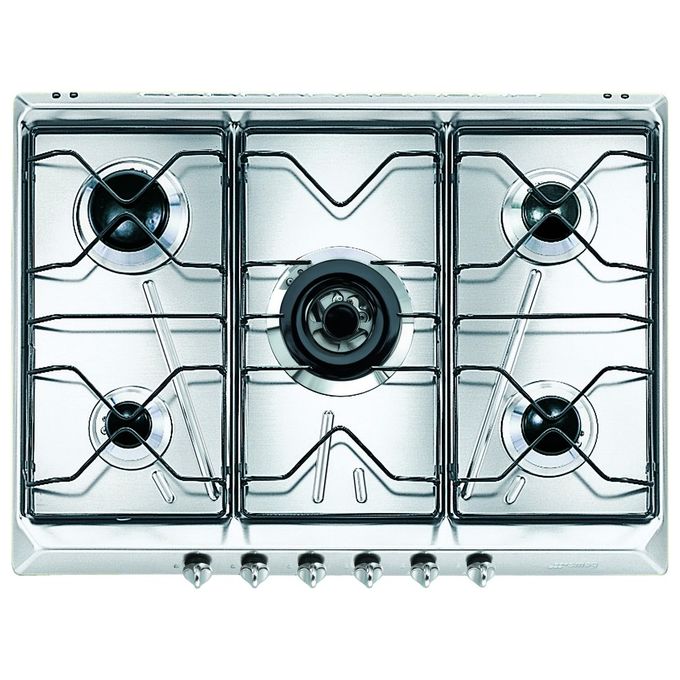Smeg SRV576-5 Piano Cottura a Gas 5 Zone Estetica Contemporanea 75 cm Acciaio Inox