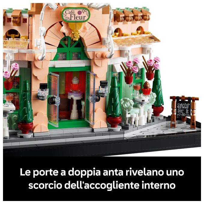 LEGO 10362 Icons Kit Modellismo Fai da Te per Adulti con Libreria Decorativa e Café Francese 1101 Pezzi colore Nero