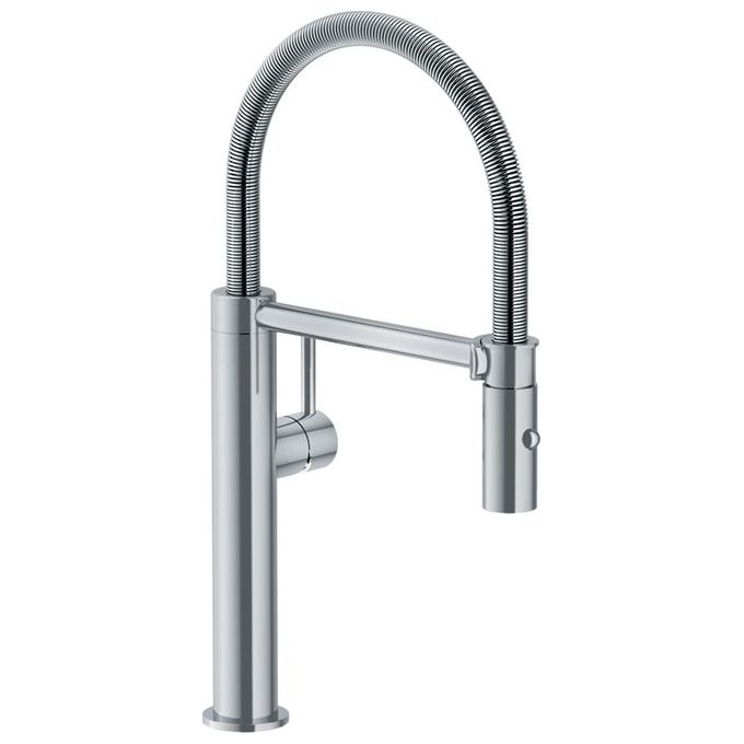 Franke Pescara Semi-Pro L Miscelatore monocomando con canna girevole 360° e doccetta orientabile doppio getto Gancio magnetico Acciaio inossidabile 115.0472.960