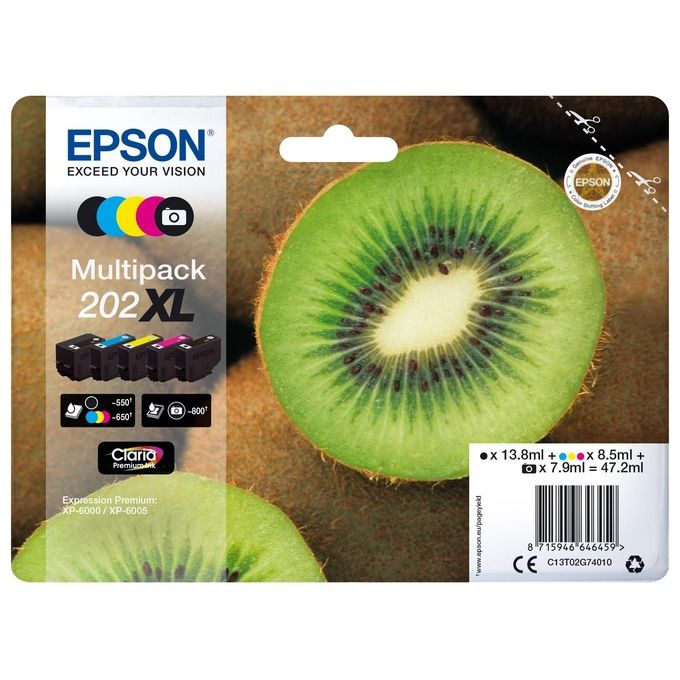 Epson Epson Multipack 202xl. Compatibilitã  Marca: Epson, Colori di Stampa: Nero, Ciano, Magenta, nero per Foto, Giallo, Prodotti Compatibili: Expression Photo Xp-6000, Xp-6005