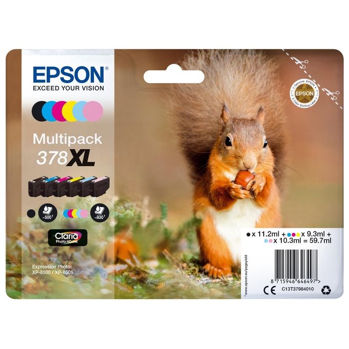 Epson 378XL Multipack Confezione da 6 59,7ml XL Nero-Ciano-Ciano Chiaro-Magenta Chiaro-Magenta-Giallo