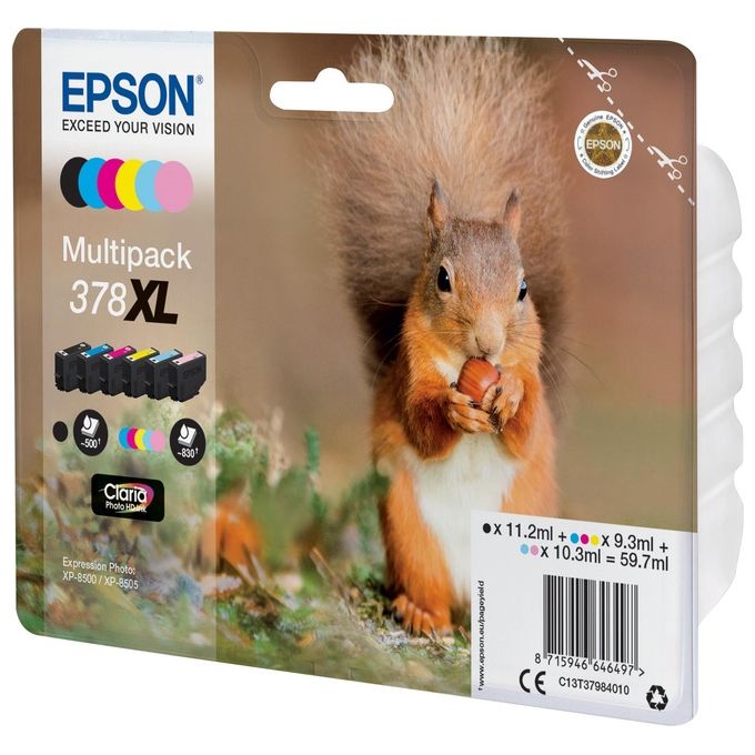 Epson 378XL Multipack Confezione da 6 59,7ml XL Nero-Ciano-Ciano Chiaro-Magenta Chiaro-Magenta-Giallo