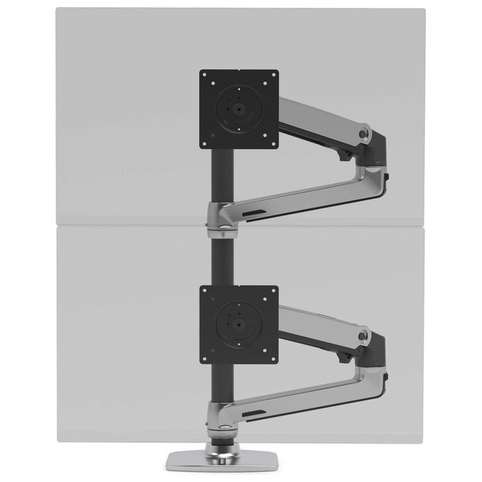 Ergotron Lx Dual Stacking Arm Tall Pole Black Accents Polished
