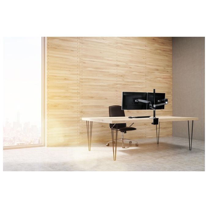 Ergotron Lx Dual Stacking Arm Tall Pole Black Accents Polished