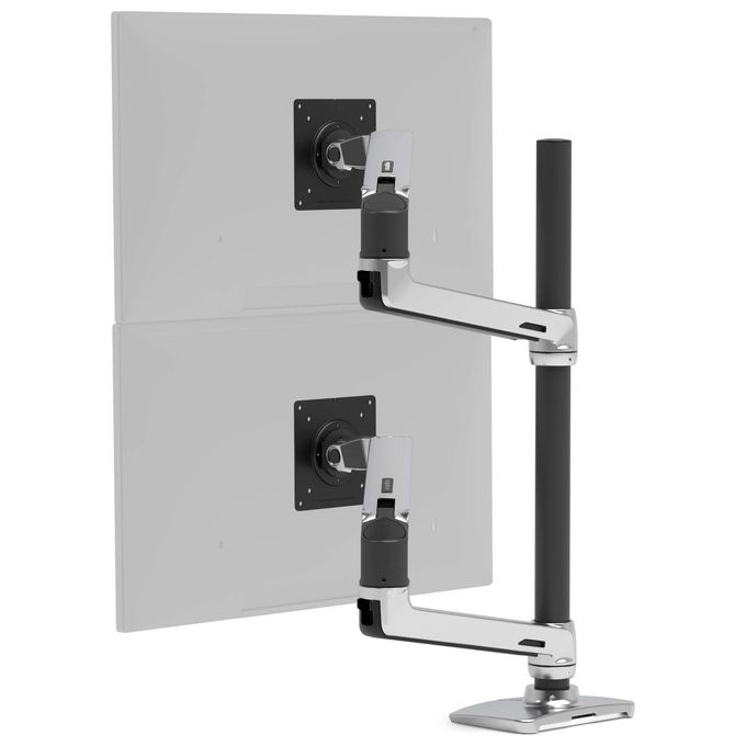 Ergotron Lx Dual Stacking Arm Tall Pole Black Accents Polished