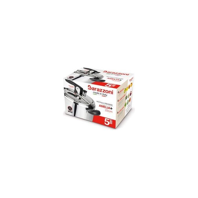 Barazzoni Amelia+ Pentola a Pressione 5 L 22 cm Acciaio Inox 18-10 Induzione Lavastoviglie colore Nero