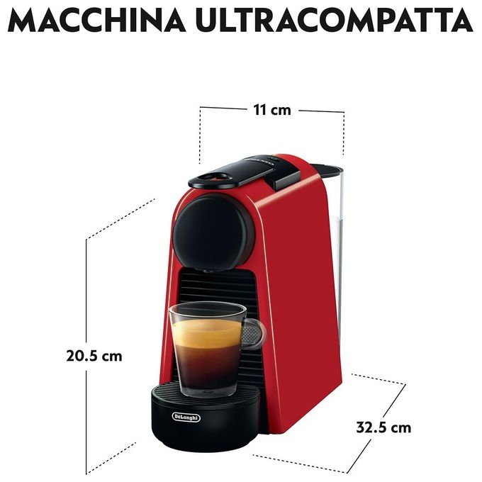 De'Longhi Essenza Mini EN 85.R, Macchina Caffe' Automatica, 0.6 L, Rosso-Nero