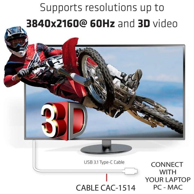 Club3d CAC-1514 Cavo Usb C a Hdmi 2.0 Ultra Hd Attivo 1.8mt Bianco